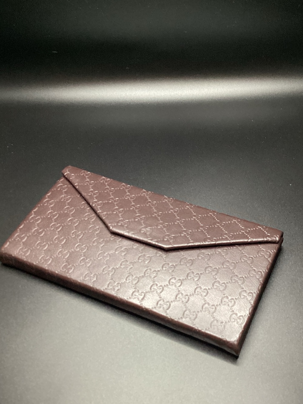 Gucci Embossed Envelope Wallet Clutch in Burgundy Brown